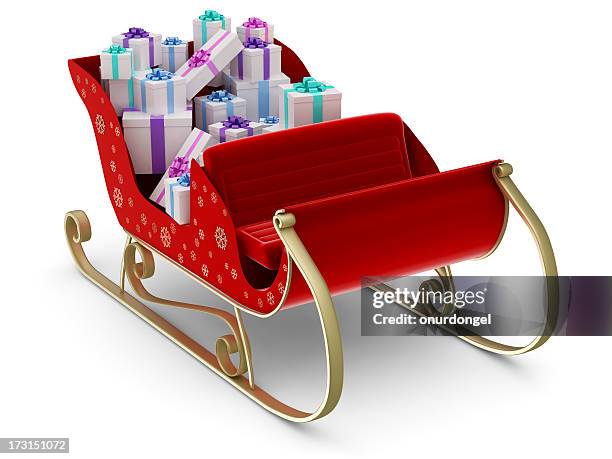 santa's sleigh - sleigh stock pictures, royalty-free photos & images