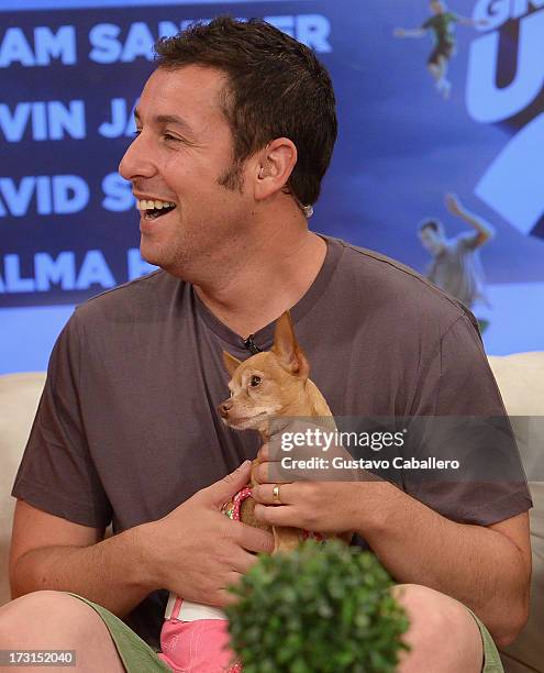 Adam Sandler of "Grown Ups 2" cast appears on Univisions "Despierta America" to promote the movie at Univision Headquarters on July 8, 2013 in Miami,...