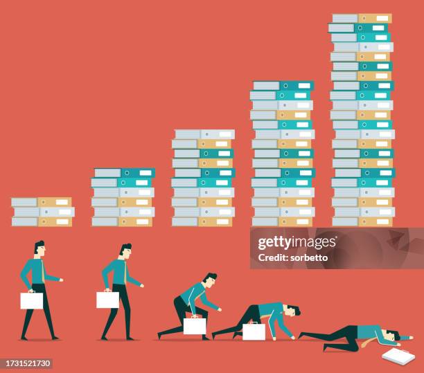 overworked - businessman - red tape stock illustrations