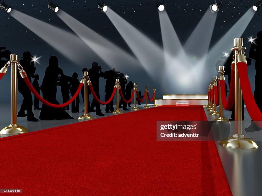 Red carpet leading to the stage