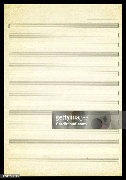 blank sheet music paper textured background - sheet music stock pictures, royalty-free photos & images
