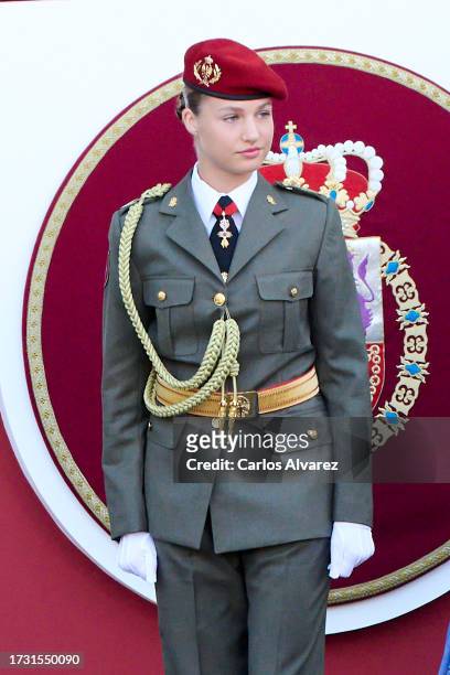 Crown Princess Leonor of Spain attends the National Day Military Parade on October 12, 2023 in Madrid, Spain.