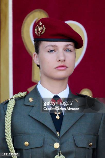 Crown Princess Leonor of Spain attends the National Day Military Parade on October 12, 2023 in Madrid, Spain.