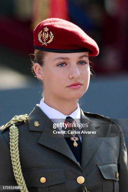 Crown Princess Leonor of Spain attends the National Day Military Parade on October 12, 2023 in Madrid, Spain.