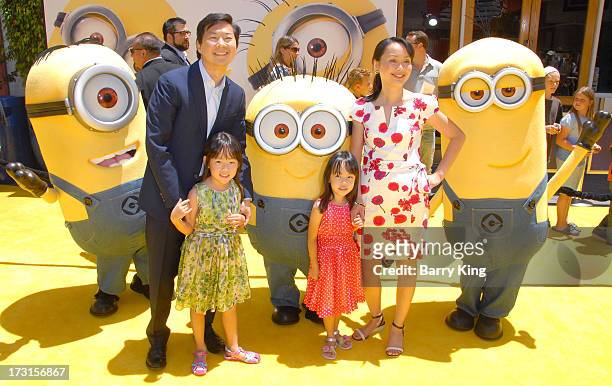 Actor Ken Jeong , wife Tran Jeong and children Zooey Jeong and Alexa Jeong arrive at the Los Angeles premiere of 'Despicable Me 2" held at Universal...