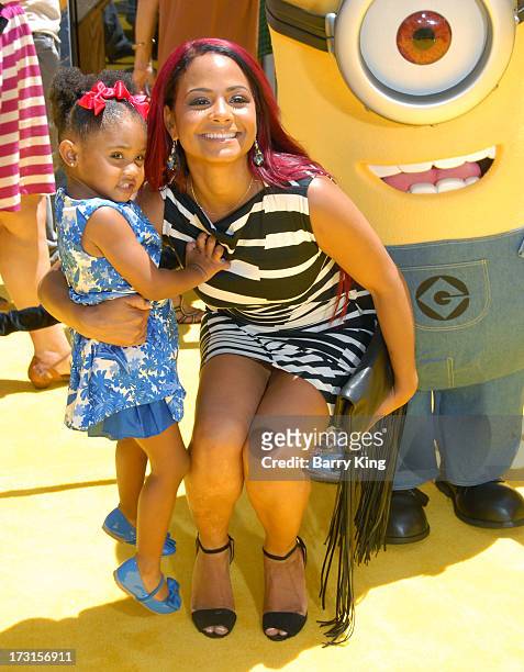 Personality Christina Milian and her daughter arrive at the Los Angeles premiere of 'Despicable Me 2" held at Universal CityWalk on June 22, 2013 in...