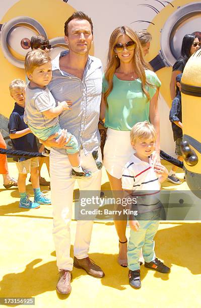 Personalities Lydia McLaughlin, Doug McLaughlin and sons Stirling and Maverick arrive at the Los Angeles premiere of 'Despicable Me 2" held at...