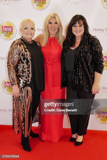 Linda Nolan, guest and Coleen Nolan attend the best Heroes Awards 2023 at St. Ermin's Hotel on October 18, 2023 in London, England.