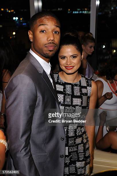 Actors Michael B. Jordan and Melonie Diaz attend the after party at the New York premiere of FRUITVALE STATION, hosted by The Weinstein Company, BET...