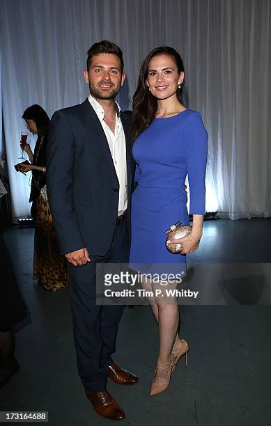 Hayley Atwell and guest attend the Novak Djokovic Foundation inaugural London gala dinner at The Roundhouse on July 8, 2013 in London, England. The...