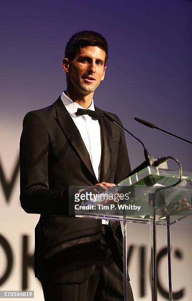Djokovic attends the Novak Djokovic Foundation inaugural London gala dinner at The Roundhouse on July 8, 2013 in London, England. The foundation...