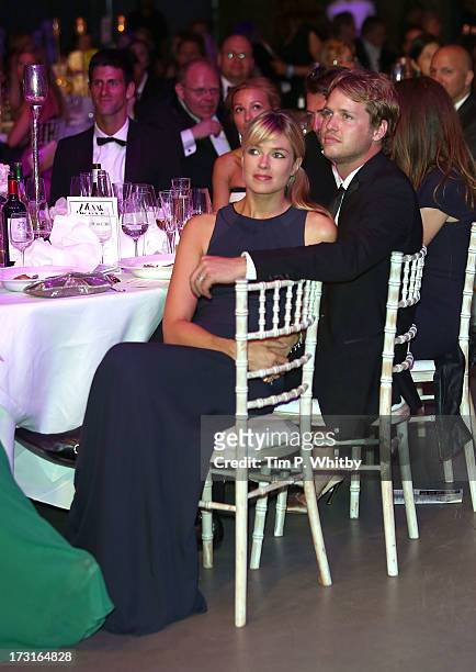 Isabella Calthorpe and Sam Branson attend the Novak Djokovic Foundation inaugural London gala dinner at The Roundhouse on July 8, 2013 in London,...