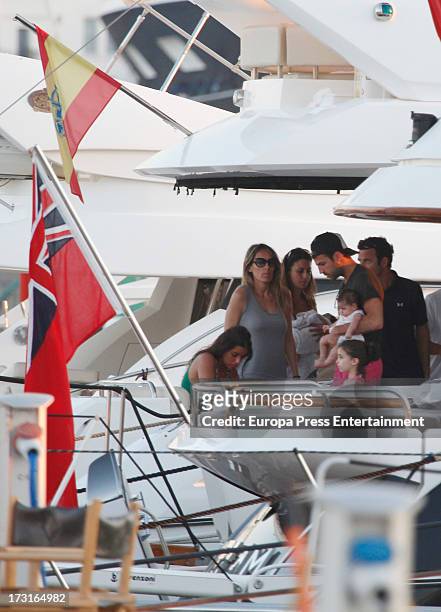 Cesc Fabregas , his girlfriend Daniella Semaan and their daughter Lia Fabregas are seen on July 8, 2013 in Ibiza, Spain.