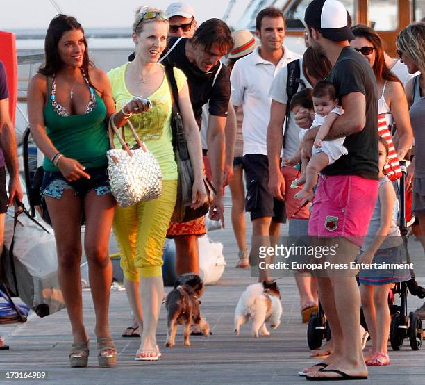 Cesc Fabregas , his girlfriend Daniella Semaan and their daughter Lia Fabregas are seen on July 8, 2013 in Ibiza, Spain.