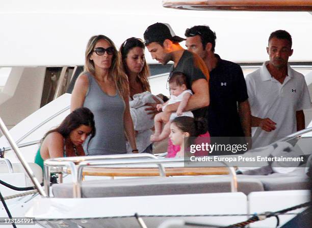 Cesc Fabregas , his girlfriend Daniella Semaan and their daughter Lia Fabregas are seen on July 8, 2013 in Ibiza, Spain.