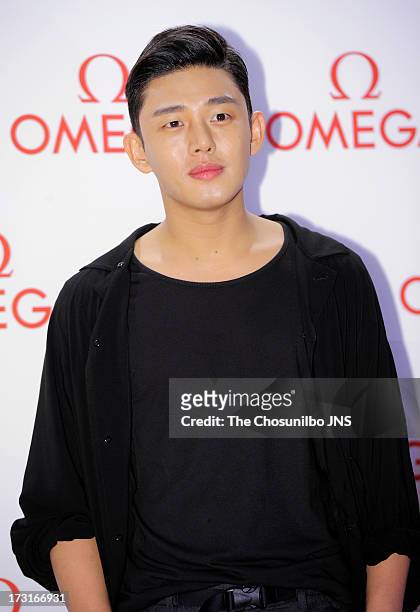 Yoo Ah-In attends the OMEGA CO-AXIAL Exhibition at Beyond Museum on July 8, 2013 in Seoul, South Korea.