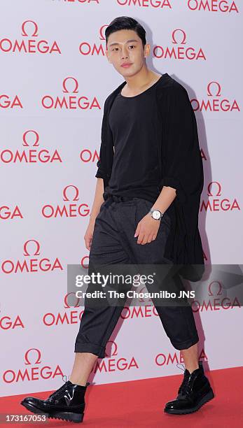 Yoo Ah-In attends the OMEGA CO-AXIAL Exhibition at Beyond Museum on July 8, 2013 in Seoul, South Korea.