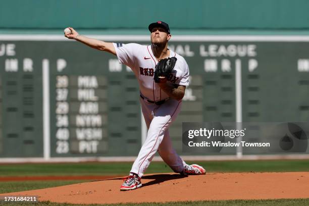 Tanner Houck of the Boston Red Sox pitches against the New York Yankees uring the first inning of game one of a doubleheader at Fenway Park on...