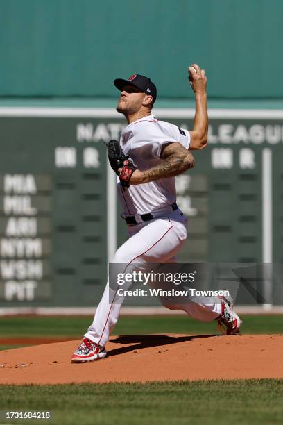 Tanner Houck of the Boston Red Sox pitches against the New York Yankees uring the first inning of game one of a doubleheader at Fenway Park on...