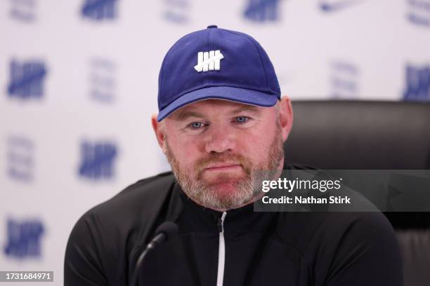 Wayne Rooney, Manager of Birmingham City, looks on during a press conference as Wayne Rooney is presented as new Birmingham City manager at St...