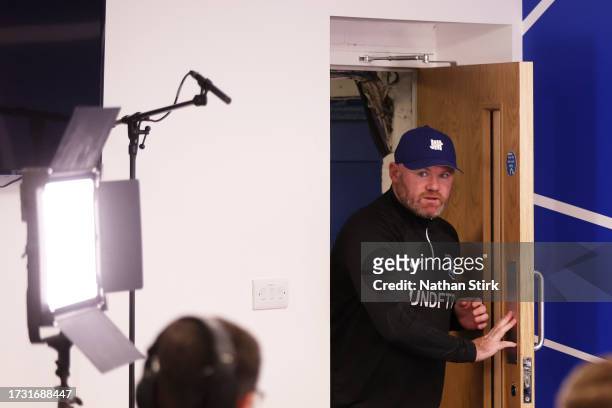 Wayne Rooney, Manager of Birmingham City, enters the room ahead of a press conference as Wayne Rooney is presented as new Birmingham City manager at...