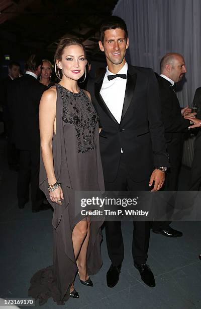 Kate Hudson and Novak Djokovic attend the Novak Djokovic Foundation inaugural London gala dinner at The Roundhouse on July 8, 2013 in London,...