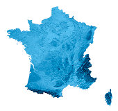 France Topographic Map Isolated