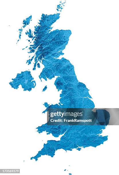 united kingdom topographic map isolated - britain stockfoto's en -beelden