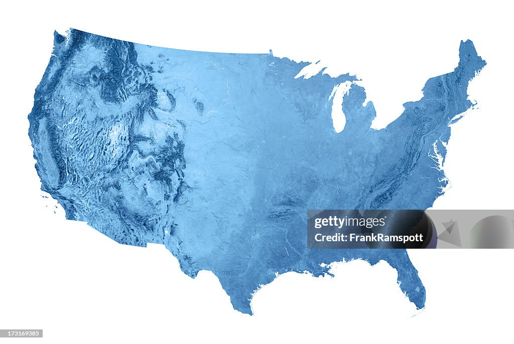 USA Topographic Map Isolated