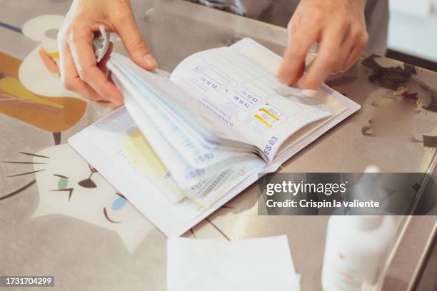 have a passport and vaccination certificate for your pet. - impfpass reisedokument stock-fotos und bilder