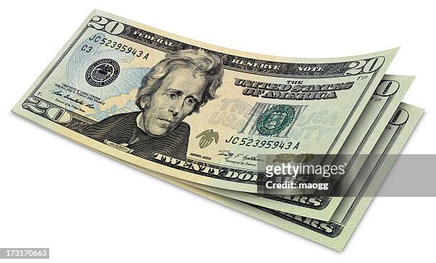 twenty dollar banknotes - us dollar note stockfoto's en -beelden