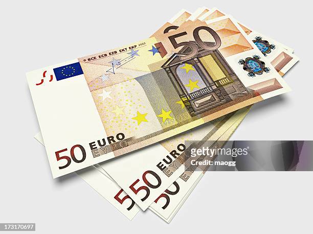 bills of fifty euros - franken stockfoto's en -beelden