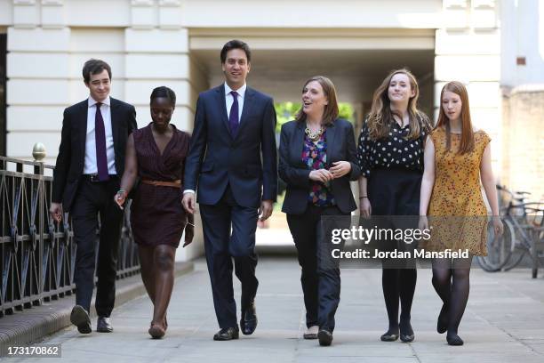Calum Mulligan, Amy Fode, Labour Leader Ed Miliband, Prospective Parlimentary Candidate for Birmingham and Yardley Jess Phillips, Orla Oakey, and...