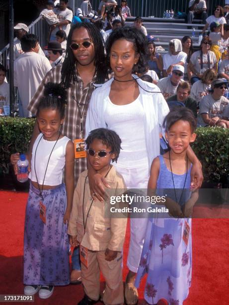 Actress Trina McGee-Davis, husband Courtland Davis and children attend the "Tarzan" Hollywood Premiere on June 12, 1999 at the El Capitan Theatre in...