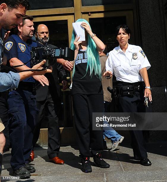 Actress Amanda Bynes attends an appearance at Manhattan Criminal Court on July 9, 2013 in New York City. Bynes is facing charges of reckless...