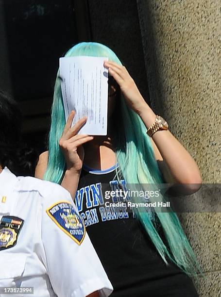 Actress Amanda Bynes attends an appearance at Manhattan Criminal Court on July 9, 2013 in New York City. Bynes is facing charges of reckless...