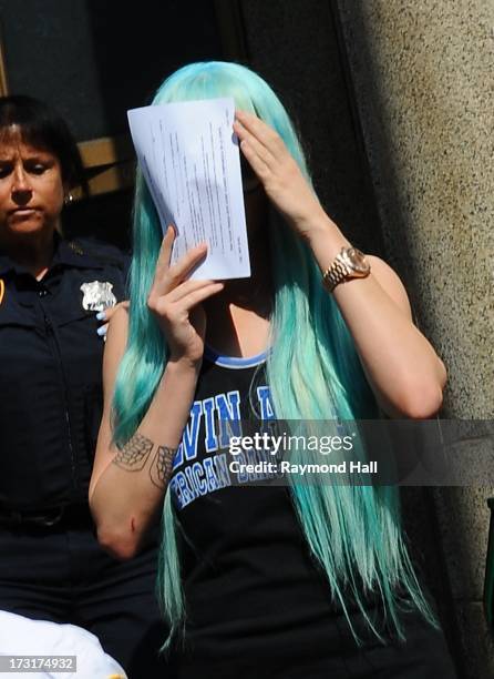 Actress Amanda Bynes attends an appearance at Manhattan Criminal Court on July 9, 2013 in New York City. Bynes is facing charges of reckless...