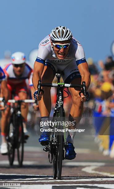 Marcel Kittel of Germany and Team Argos-Shimano wins stage ten of the 2013 Tour de France, a 197KM road stage from St-Gildas-des-Bois to Saint Malo,...