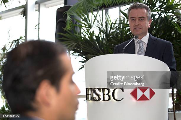 Luis Pena Kegel, chief executive officer of Grupo Financiero HSBC SA, speaks during an announcement at HSBC headquarters in Mexico City, Mexico, on...