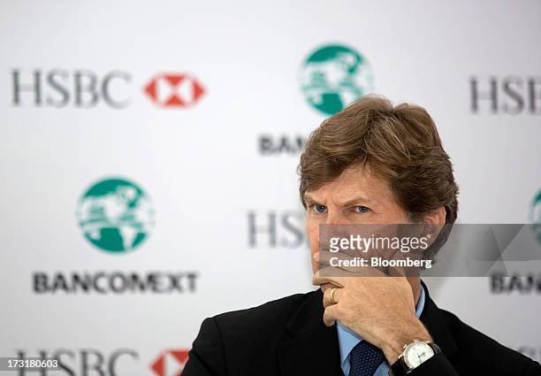 Enrique de la Madrid Cordero, chief executive officer of Bancomext, listens during an announcement at HSBC headquarters in Mexico City, Mexico, on...