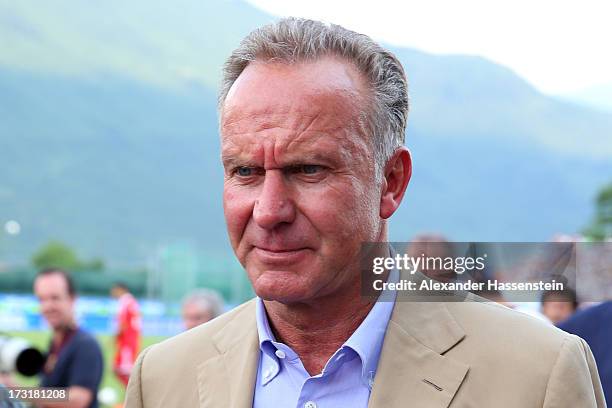 Karl-Heinz Rummenigge, CEO of FC Bayern Muenchen attends the friendly match between Brescia Calcio and FC Bayern Muenchen at Campo Sportivo on July...