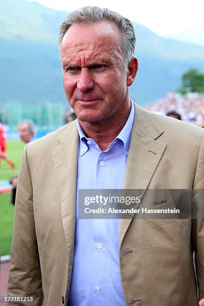 Karl-Heinz Rummenigge, CEO of FC Bayern Muenchen attends the friendly match between Brescia Calcio and FC Bayern Muenchen at Campo Sportivo on July...