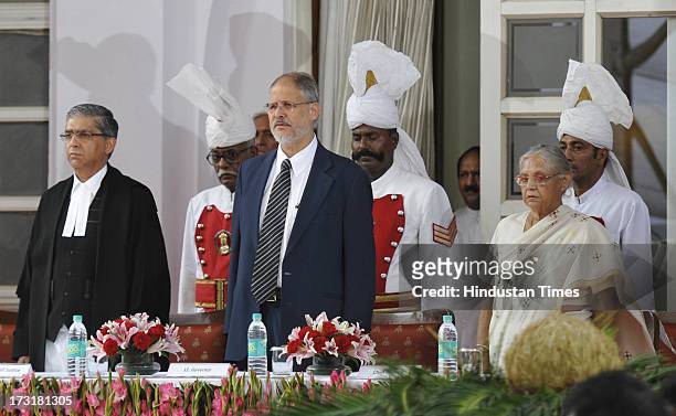 Newly appointed Lieutenant Governor of Delhi, Najeeb Jung, with Chief Justice of the Delhi High Court Justice Badar Durrez Ahmed Delhi Chief Minister...