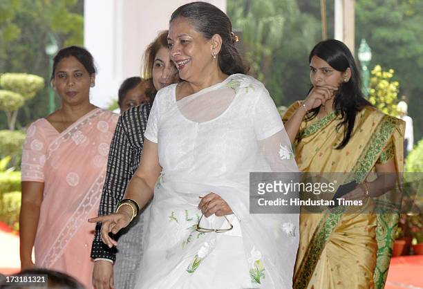 Ameena Jung wife of Newly appointed Lieutenant Governor of Delhi, Najeeb Jung before taking oath at Raj Bhawan on July 9, 2013 in New Delhi, India....