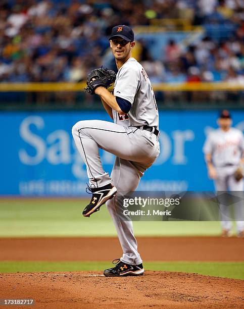 Pitcher Rick Porcello of the Detroit Tigers pitches against the Tampa Bay Rays during the game at Tropicana Field on June 30, 2013 in St. Petersburg,...