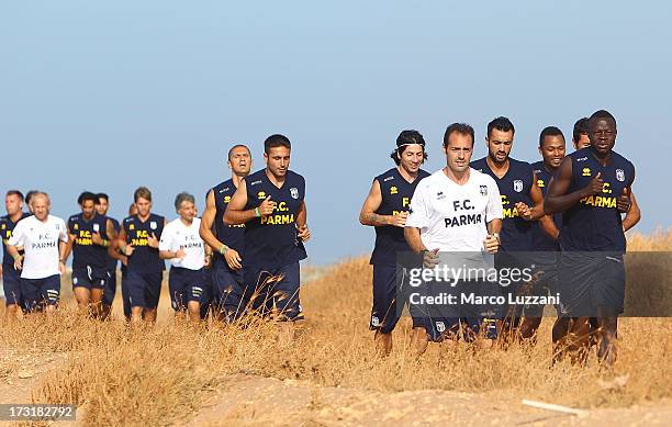 Parma Unity Football Parma FC players run during a Parma FC Pre-Season Training Session at ...