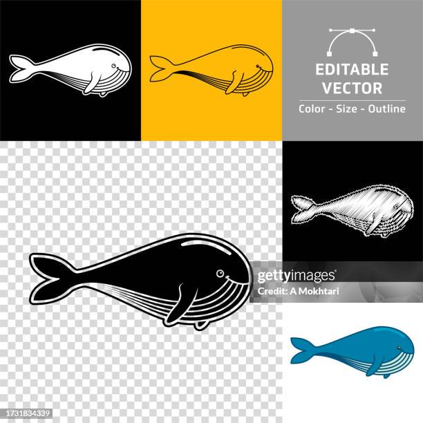whale icon in cartoon style. - blue whale stock illustrations