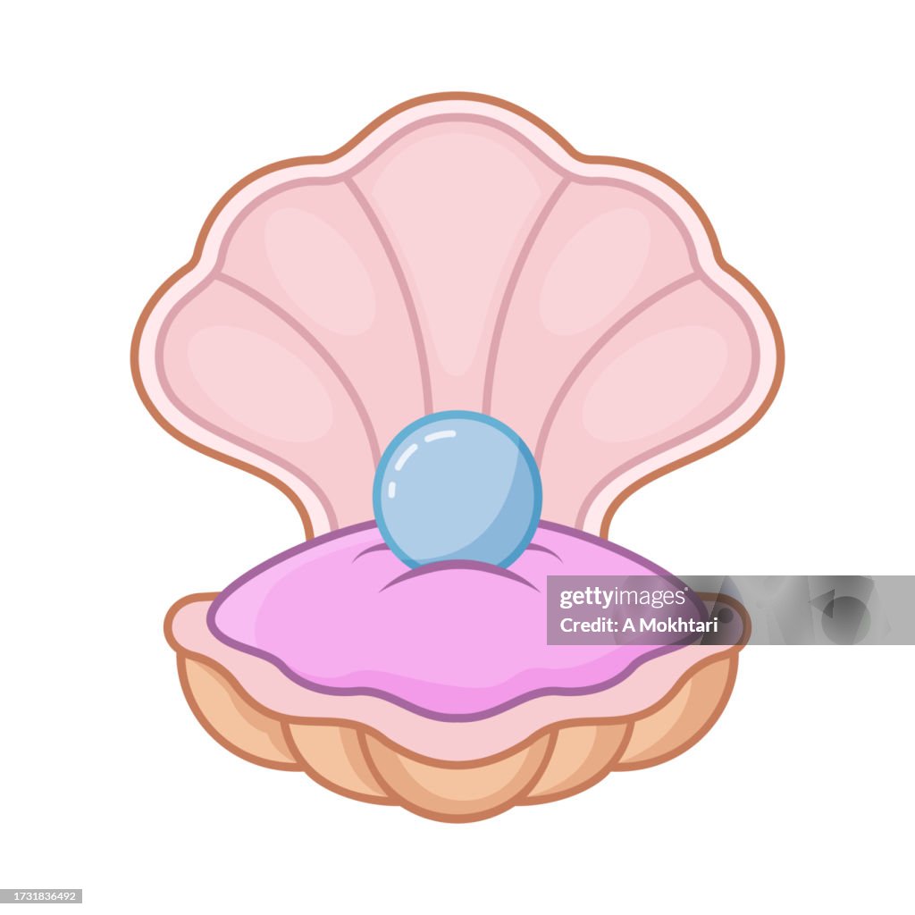 Shell illustration with pearl.