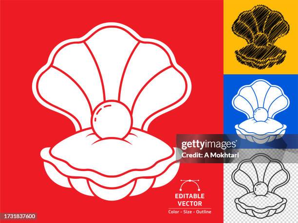 shell icon with pearl. - sea shell stock illustrations
