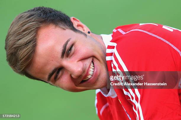Mario Goetze of Bayern Muenchen looks on during the friendly match between Brescia Calcio and FC Bayern Muenchen at Campo Sportivo on July 9, 2013 in...